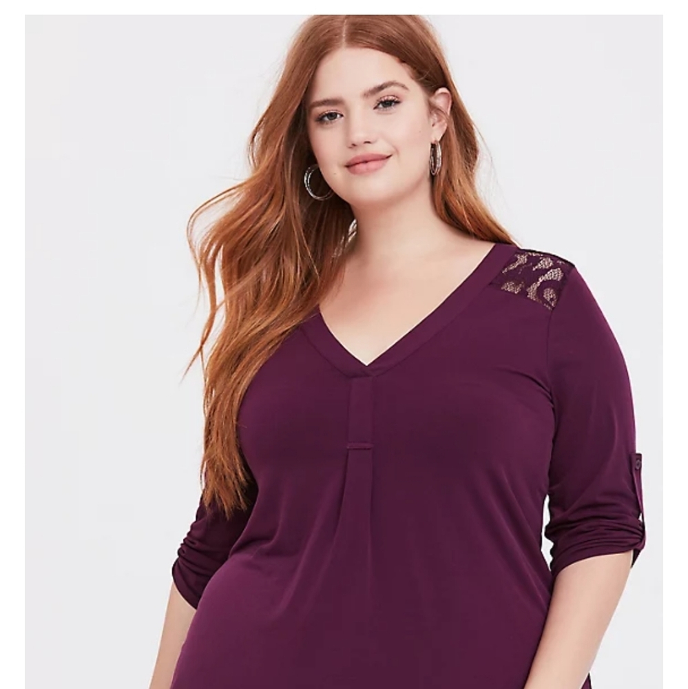Torrid Burgundy Studio knit Harper top